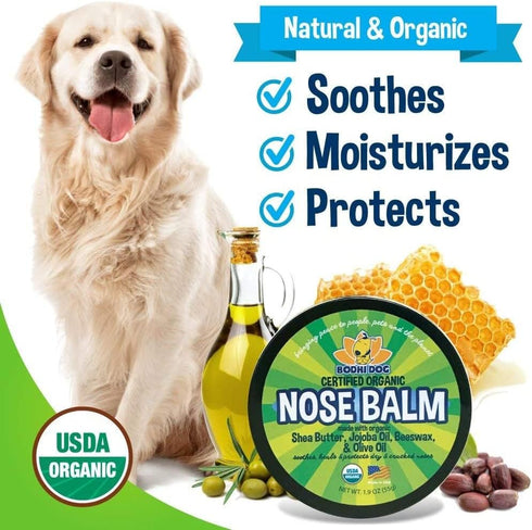 Bodhi Dog Organic Nose Balm - USDA Certified Organic for Dogs & Cats - Moisturizes & Protects Dry Noses (2oz)