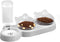 Marchul Raised Cat Dishes for Food and Water, Pet Feeding Bowls with Automatic Water Bottle