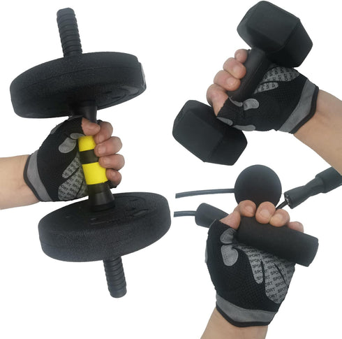 LJCUTE Workout Gloves for Men & Women, Fingerless Breathable & Full Palm Protection Gym Exercise Gloves for Weight
