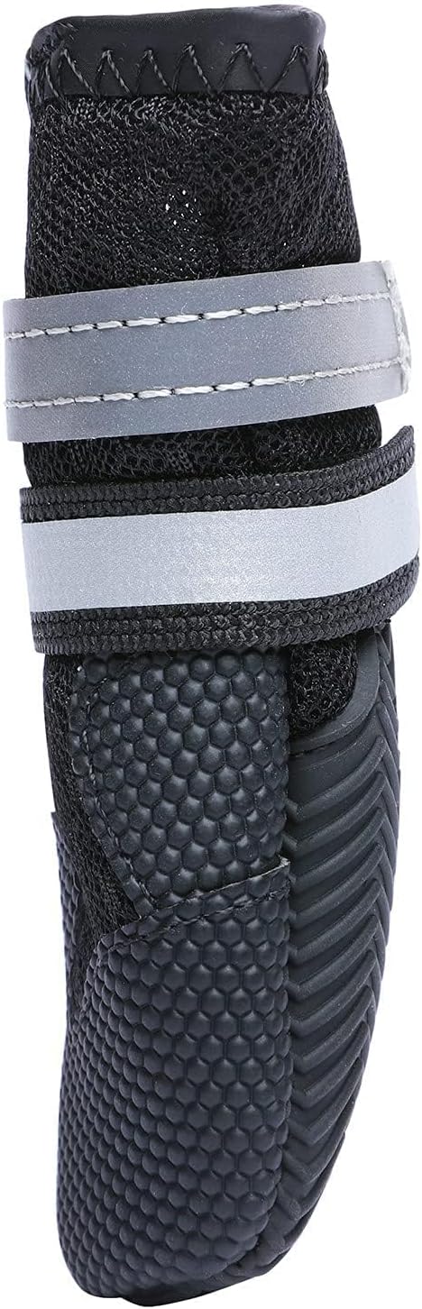 Dimicoo Breathable Mesh Dog Boots - Nonslip Soft Rubber Sole Dog Shoes for Medium Large Dogs, Pack of 4