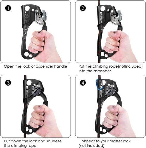 LIXADA Climbing Hand Ascender - 8-13mm Vertical Rope Access with Ergonomic Rubber Handle - CE Certified