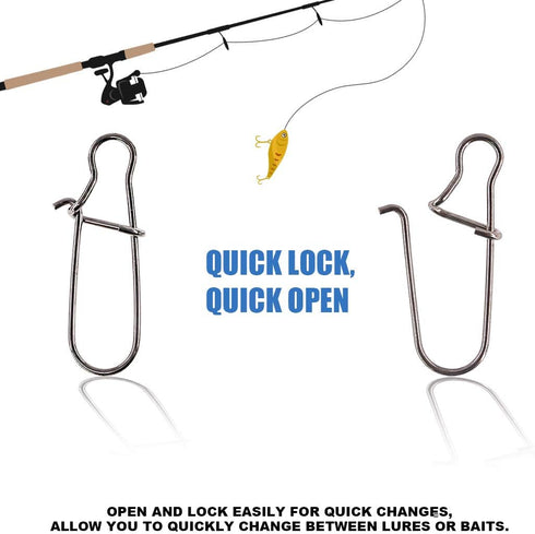 Glarks 250Pcs Strong Stainless Steel Duo Lock Snaps & Swivel Rings - Fishing Lure Hook Connector Assortment Kit
