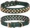 Spiked Dog Collar, Adjustable Mushrooms Rivet Studded Pu Leather Pet Collars for Cats and Dogs, L, Green3