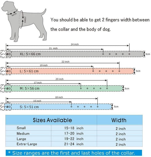 Studded Dog Collar, 2" Leather Spiked Dog Collar for Medium Large Dogs Pit Bull Mastiff Bully Boxer (M:17-20 inch, Pink-3)