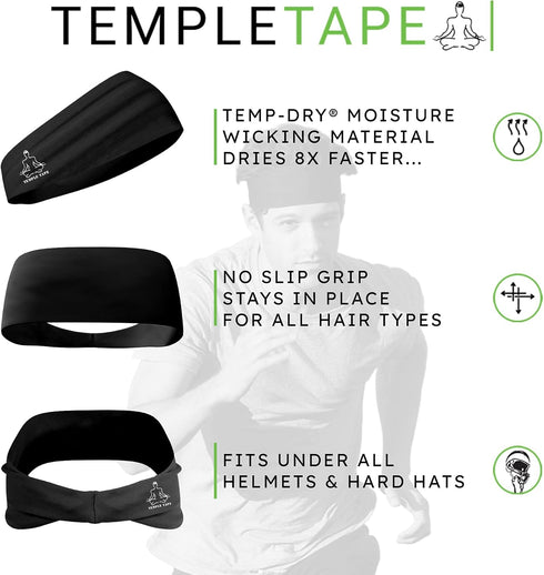 Headbands for Men and Women, Moisture Wicking Sports Headband for Running, Cross Training, Yoga