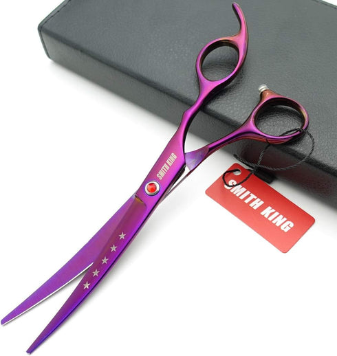 7.0in Professional Pet Grooming Scissors Set, 4pcs Straight & Thinning & Curved Scissors for Dog Grooming (Violet)