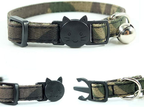 Cat Collar Bowtie with Bell, Quick Release Buckle Safety Breakaway Collar for Kittens (6.8-10.8in) - Camouflage 2