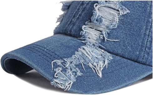 Vintage Washed Denim Distressed Dad Hats, Adjustable Baseball Caps for Men and Women