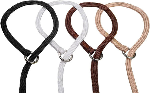 Show Slip Collar - Conformation Dog Collar, Flat Braided Premium Nylon with Chrome Plated Hardware Rings for Small to