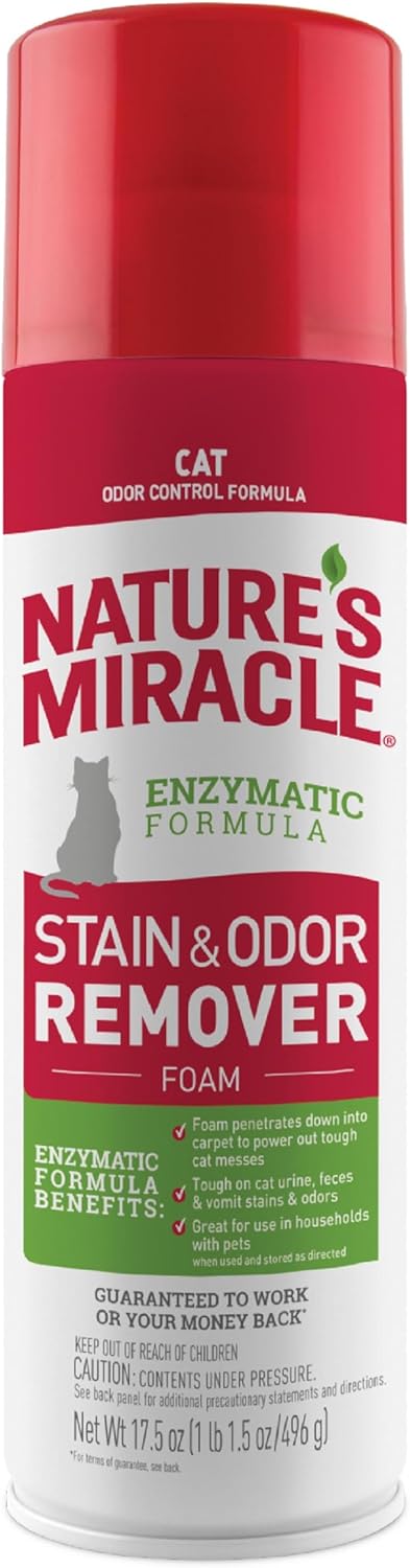 Nature's Miracle 17.5 Ounces Advanced Stain and Odor Eliminator Foam for Severe Cat Messes, Aerosol