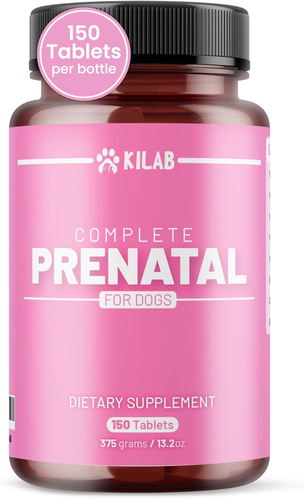 Kilab Complete Prenatal Vitamins for Dogs 150 Tablets with Iron, Choline, Zinc,