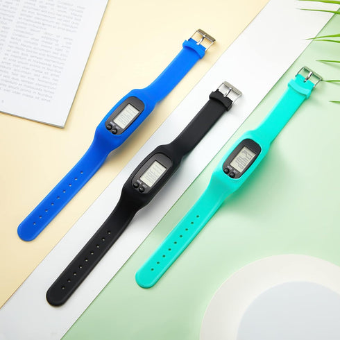 Silicone Fitness Tracker Watch 3 Pcs, Walking Running Pedometer, Calorie Burning Bracelet for Men, Women, Kids