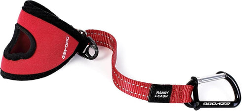 EzyDog Premium Handy Dog Leash, 15”, Red, Soft Neoprene Glove for Running or Jogging
