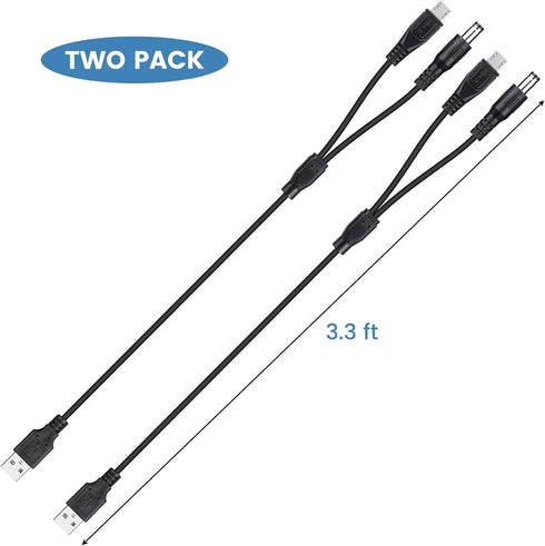 2-Pack Charger Cord for Bousnic Dog Shock Collar RS2A and RS2B, 2-in-1 USB Charging Cable