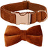 Velvet Bowtie Dog Collar, Soft Comfortable Adjustable with Detachable Bowtie for Small Medium Large Dogs (XLarge,