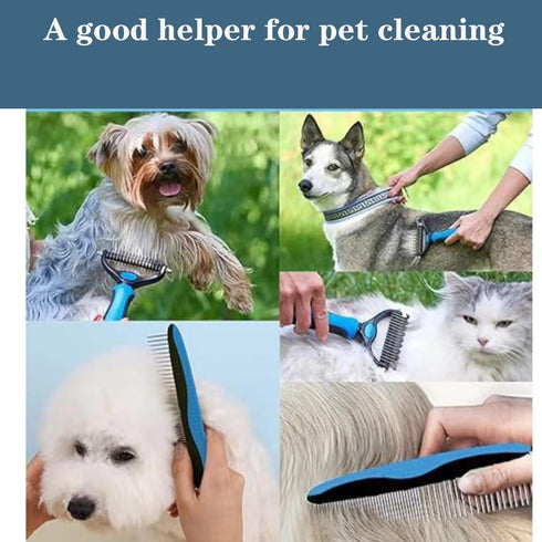 YSYZTXA 4-Piece Ultimate Pet Grooming Kit | Stainless Steel Nail Clipper, Deshedding Brush, Metal Comb & Tools for Cats