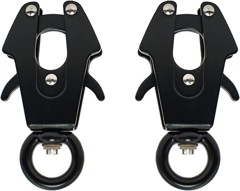 Heavy Duty Dog Leash Clips - Small Quick Release and Lock Snaps, Frog Clip (Ring 0.6 x 2) Black