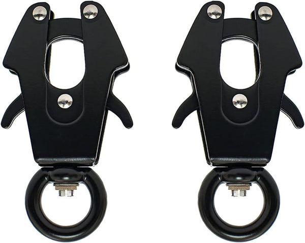 Heavy Duty Dog Leash Clips - Small Quick Release and Lock Snaps, Frog Clip (Ring 0.6 x 2) Black
