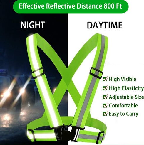 Reflective Vest with 2 Pack Reflector Armbands, Adjustable Elastic Safety Belt for High Visibility Running, Jogging,