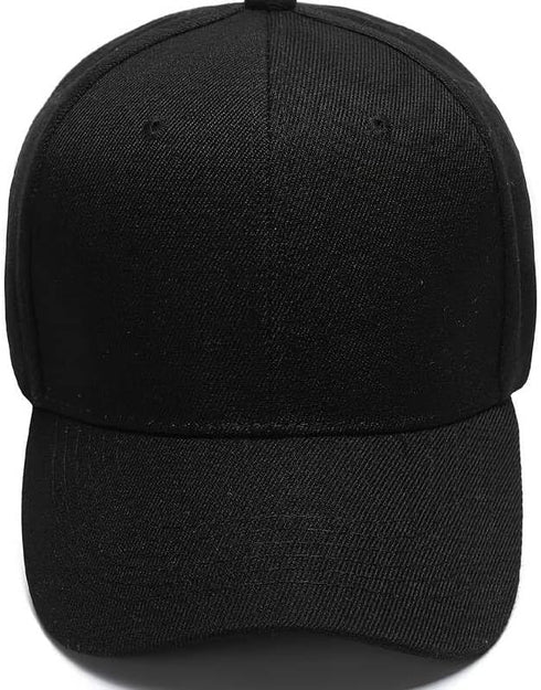 Plain Blank Black Caps with Adjustable Strap (12PCS), Medium Size