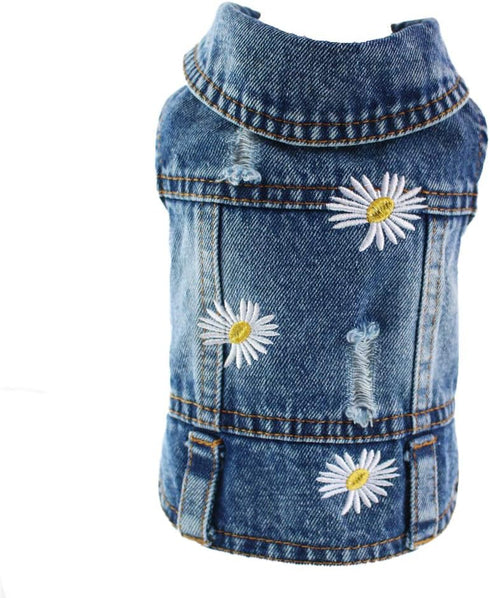 Pet Clothes Denim Dog Costume Summer Cowboy Vest Daisy Shirt Jeans Jacket Puppy Clothing for Chihuahua Yorkies