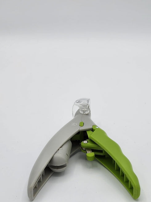Illuminated LED Pet Nail Clipper with Claws Trapper, Green, Grey