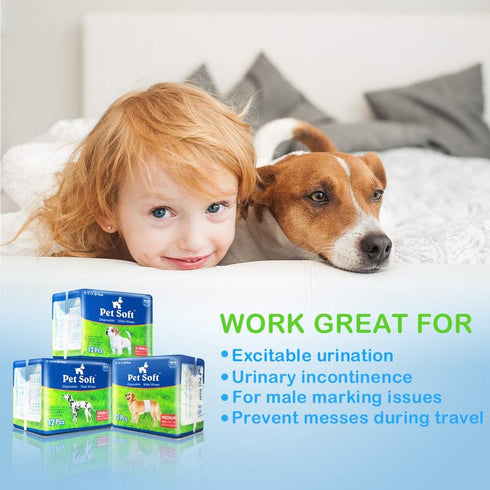 72pcs Pet Soft Disposable Male Dog Wraps - Dog Diapers for Male Dogs, Puppy Diapers XSmall