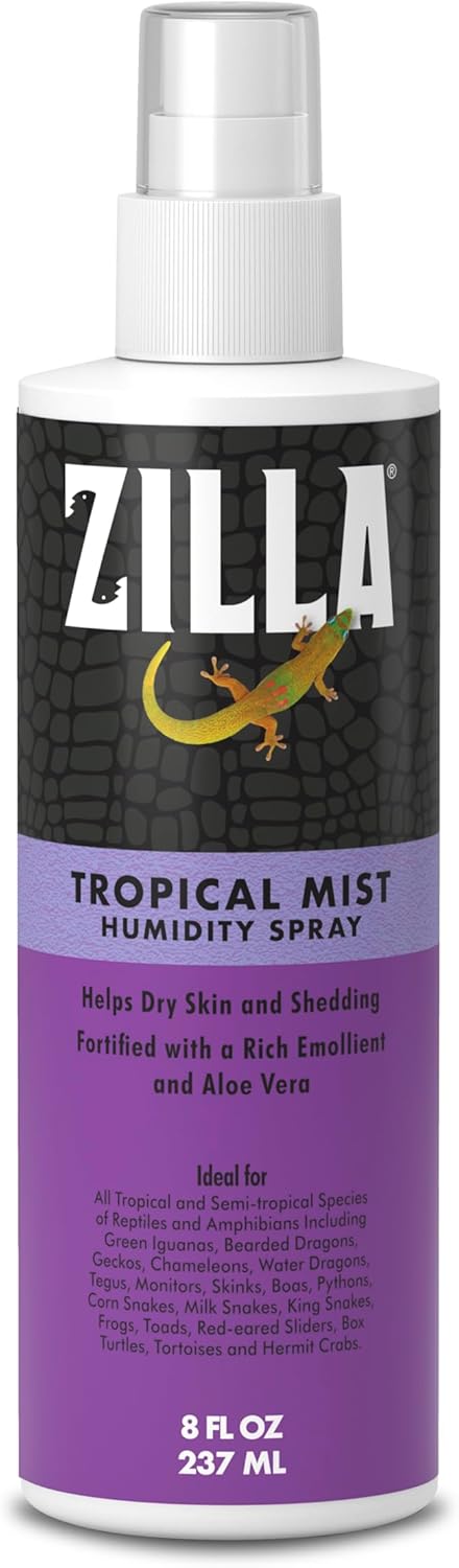 Zilla Tropical Mist Humidity Spray, Ideal for Tropical Reptiles, Fortified with Aloe Vera