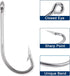 Saltwater Fishing Hooks Set, Stainless Steel O'Shaughnessy Forged Long Shank Hooks for Saltwater Freshwater