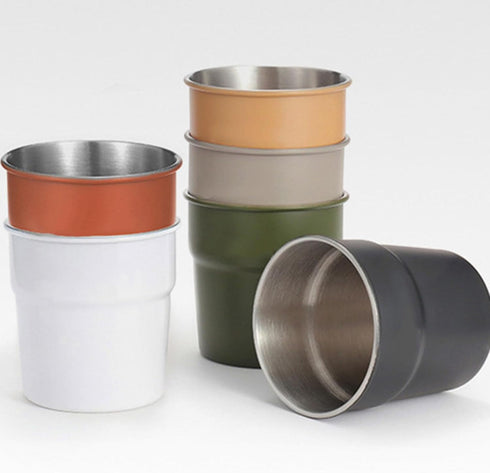 Ywmsfl 4pcs Stainless Steels Drinking Cup Outdoor Travel Coffees Milk Mugs Replacement Stackable Camping Cup