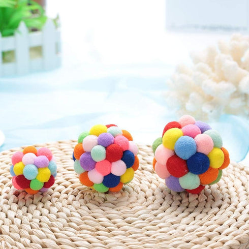 Pet Cat Plush Ball Toy, Interactive Chewing Training Tool with Bell for Dogs and Puppies (S)