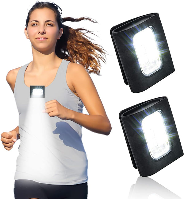 GOANDO 2 Pack Running Lights, Safety LED Light for Joggers, High Visibility Reflective Gear with USB Charging