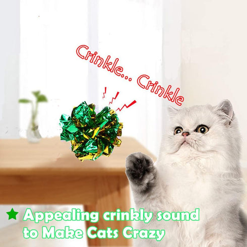 Original Mylar Crinkle Balls Cat Toys, 24 Pack