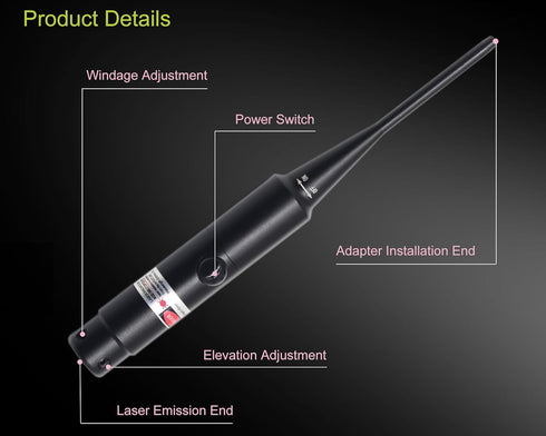 Professional Laser Barrel Sighter Kit with 30 Adapters - Upgraded Full Caliber Boresighter Kit for Rifles and Pistols