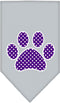 Pet and Dog Bandana Screen Printed, Purple Swiss Dot Paw Gray Large