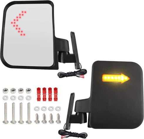 Golf Cart Mirror Universal - with Turn Signal Light, Rear View Mirrors for Club Car Ezgo Yamaha