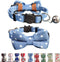 THAIN Breakaway Cat Collar with Bell and Bow Tie, Adjustable Denim Dots Safety Buckle with Name Tag for Kittens