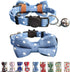 THAIN Breakaway Cat Collar with Bell and Bow Tie, Adjustable Denim Dots Safety Buckle with Name Tag for Kittens