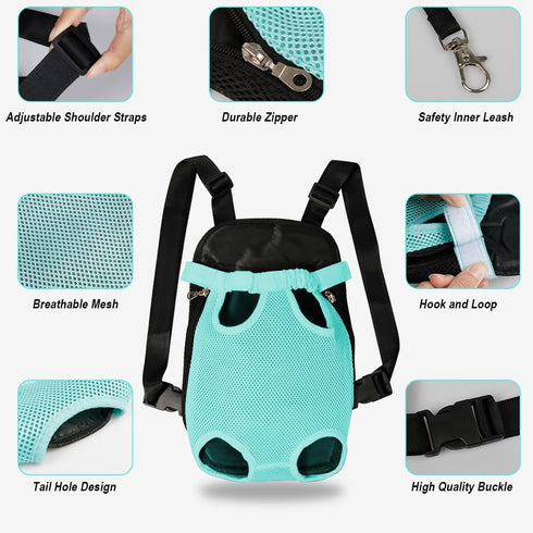 FEimaX Adjustable Dog Carrier Backpack for Small Medium Dogs Cats, Legs Out Front Travel Bag, Hands-Free for Hiking,