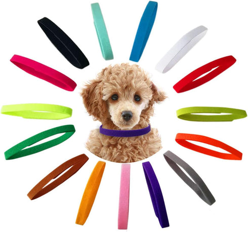 TTSAM 15 Pcs Puppy ID Collars, Double-Sided Soft Adjustable Dog ID Bands in 15 Colors for Puppies, Small Cats, Kittens