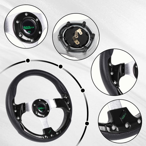 RASTP Golf Cart Steering Wheel 12.6”/320mm for Club Car DS, Club Car Precedent, EZGO, Yamaha Golf Carts, Black