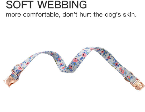 Metal Buckle Dog Collar, Durable Adjustable Soft Collar for Small Medium Large Dogs (L (15-23in), Flower2)