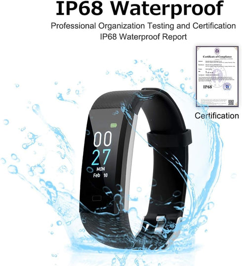 Fitness Tracker with Heart Rate Monitor, Step Counter, Calories, Activity Tracker Smart Watch, Sleep Monitor, IP68