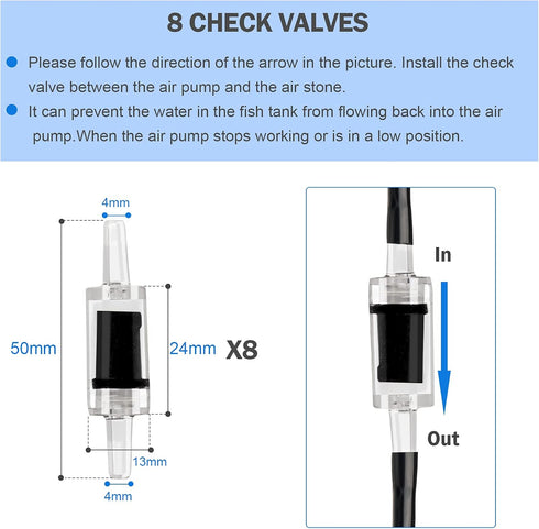Aquarium Air Pump Accessories Set, 9.84/26.25/101.71 Feet Airline Tubing Hose, Check Valves, Air Stones, Connectors