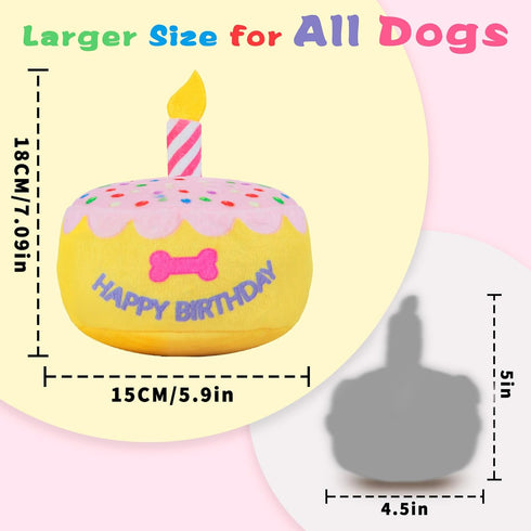 5.9", Dog Birthday Cake Toy Larger Plush Dog Gift with Electronic Music Box, Plays Happy Birthday Song & Puppy Bark