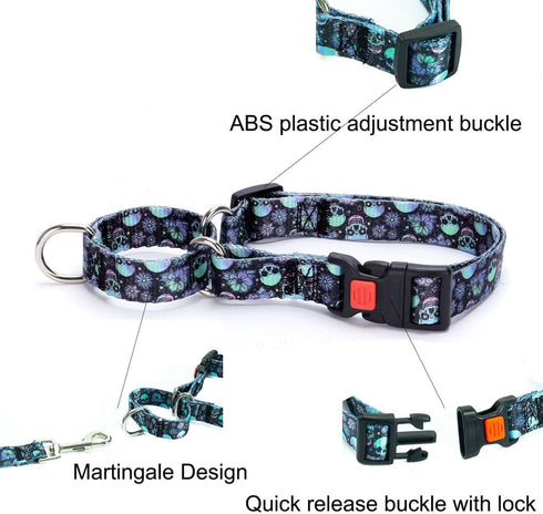 Heavy Duty Dog Collar with Buckle, No Pull Escape Proof Martingale Collars for Small, Medium, Large Breed Dogs, Quick
