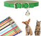 XXS Dog Collar with Bell, Synthetic Leather Basic Cat Collar with Bells for XXS, XS, Small, Medium Pets (Green XXSmall)