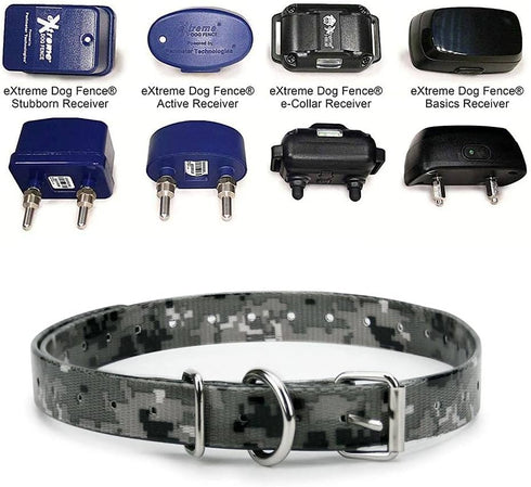 Gray Camo 3/4" Heavy Duty TPU Coated Nylon Replacement Dog Collar Strap - Waterproof and Odorless