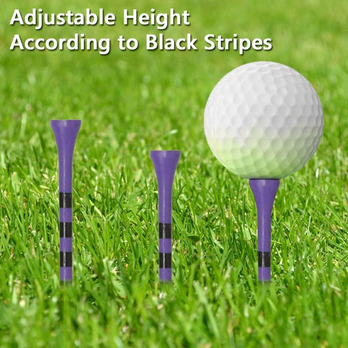 Striped Wooden Golf Tees | 2 3/4 Inch, 100 Count | Colorful Bamboo Durable, Gifts for Men Women