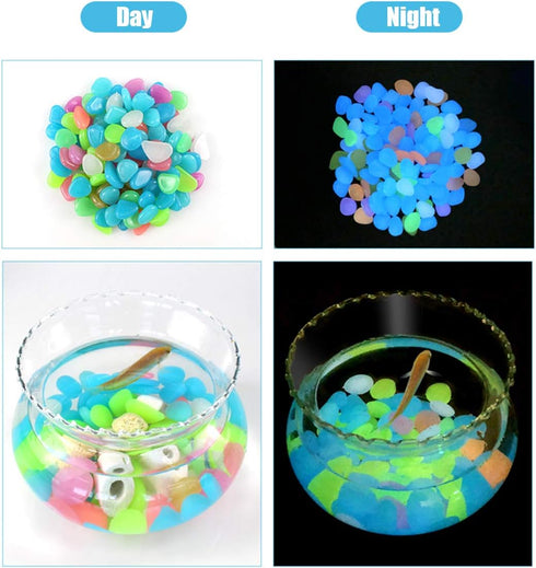 100 Pcs Colorful Glow in The Dark Pebbles for Fish Tank, Aquarium & Garden Walkway